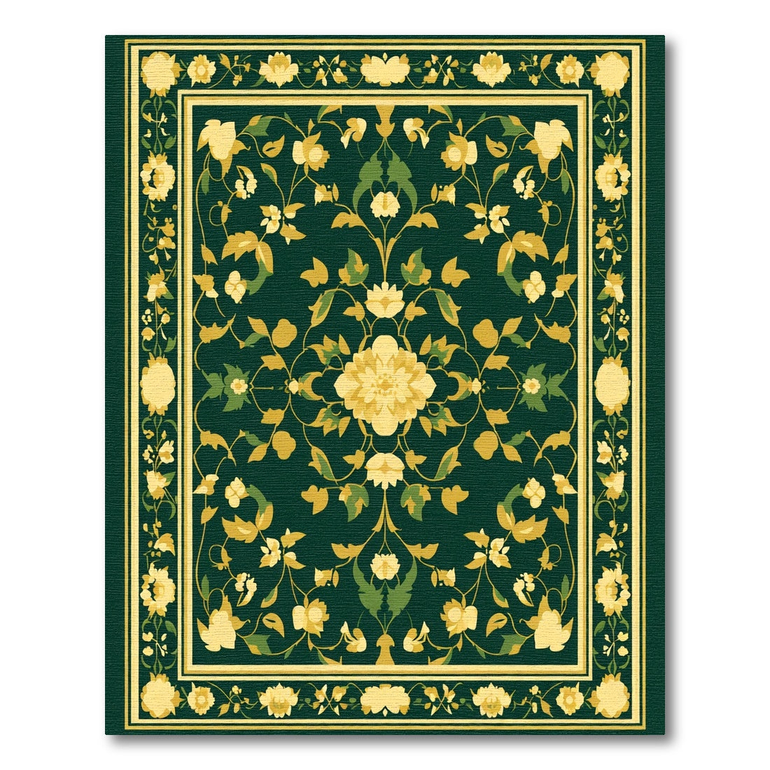 Emerald Green Floral Palace Rug