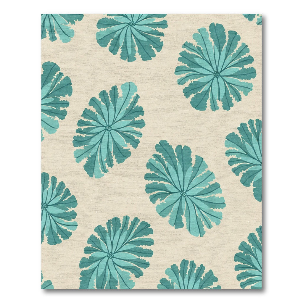 Teal Floral Bloom Repeating Art Rug