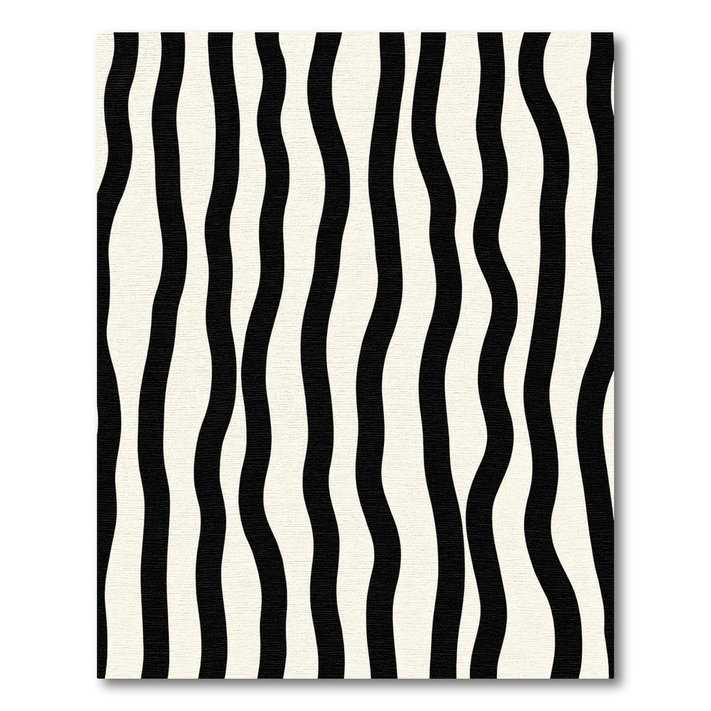 Black White Wavy Stripe Rug