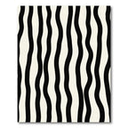 Black White Wavy Stripe Rug