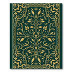 Deep Emerald Golden Floral Scroll Rug