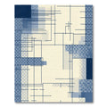 Modern Blue Geometric Grid Lines Rug