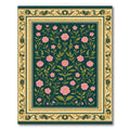 Pink Blossom Botanical Scroll Border Rug