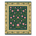 Pink Blossom Botanical Scroll Border Rug