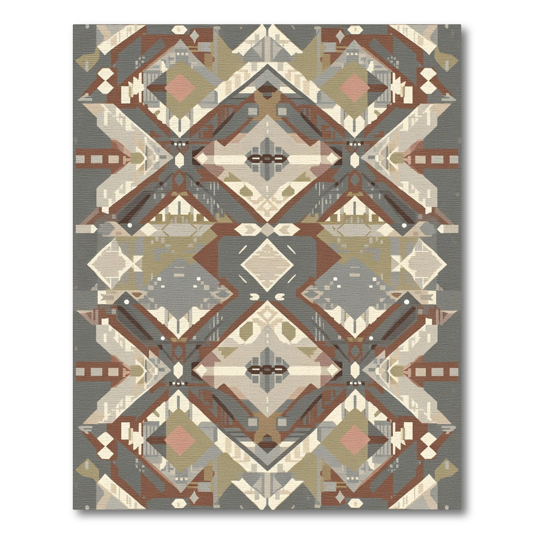 Rustic Geometric Earth Tone Medallion Rug