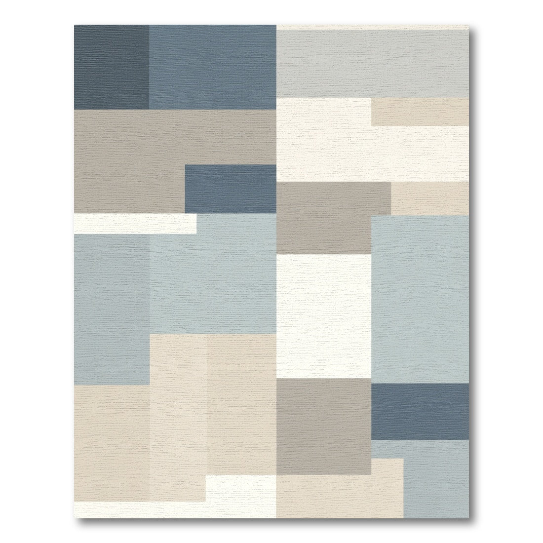 Gray Blue Beige Abstract Rectangles Rug