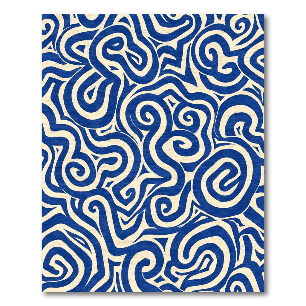 Deep Blue Swirling Abstract Lines Rug