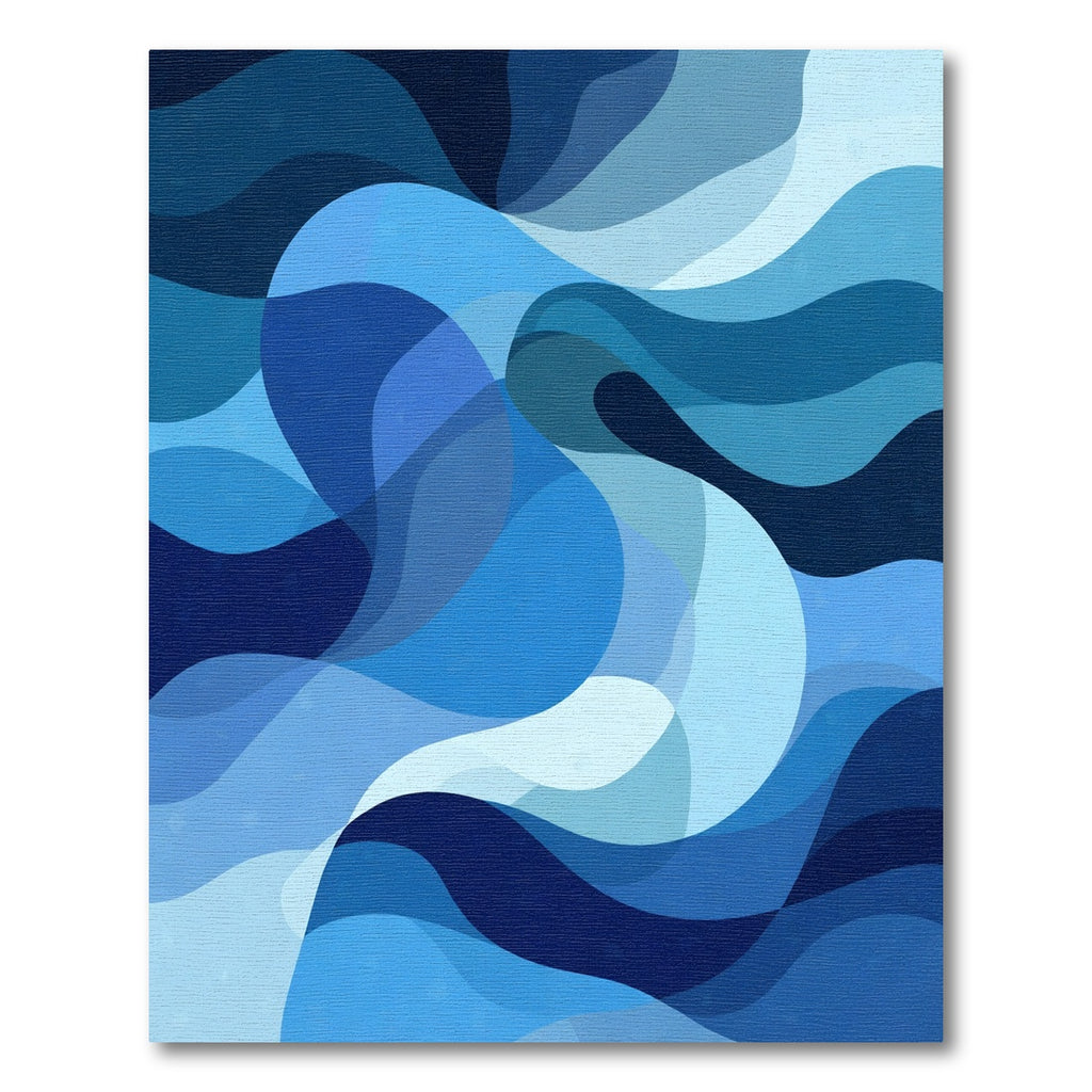 Deep Blue Abstract Flowing Waves Rug