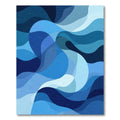 Deep Blue Abstract Flowing Waves Rug