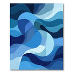 Deep Blue Abstract Flowing Waves Rug