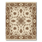 Rich Brown Floral Scrollwork Frame Rug