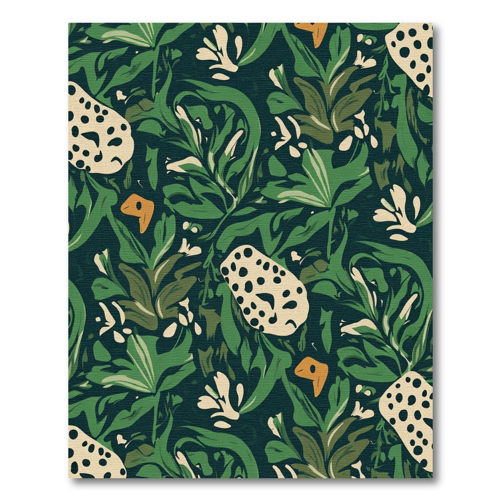 Deep Emerald Abstract Tropical Fern Rug