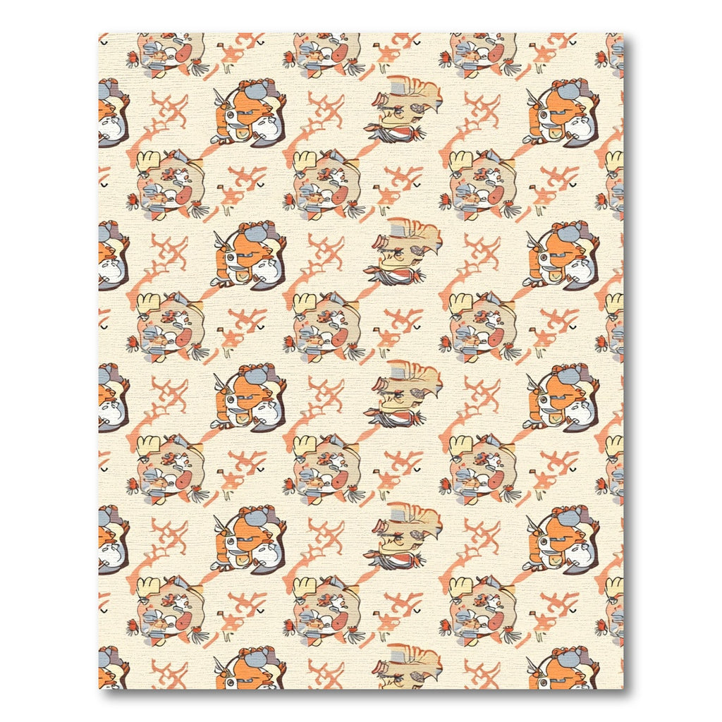 Whimsical Orange White Character Collage Rug