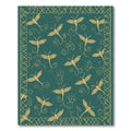 Emerald Dragonflies Scroll Border Rug