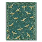 Emerald Dragonflies Scroll Border Rug