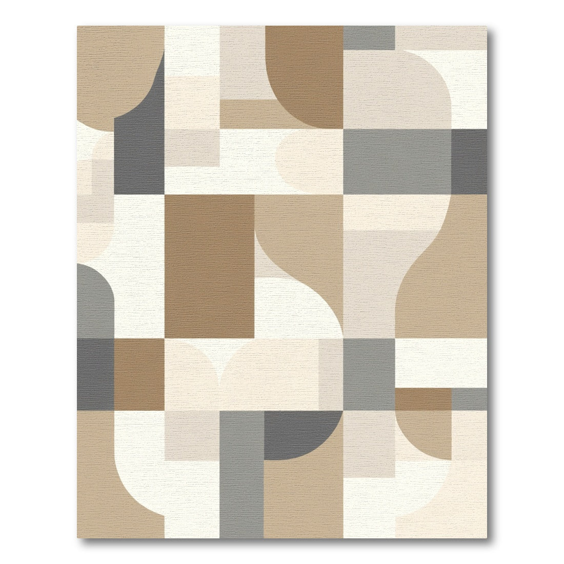 Neutral Mid Century Modern Geometric Squares Rug