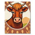 Earthy Brown Cow Portrait Border Rug