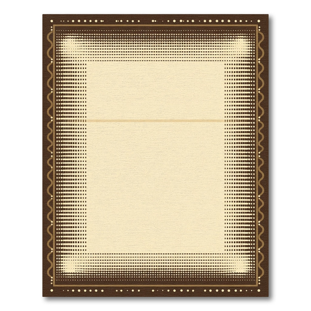 Brown Cream Halftone Dot Border Rug