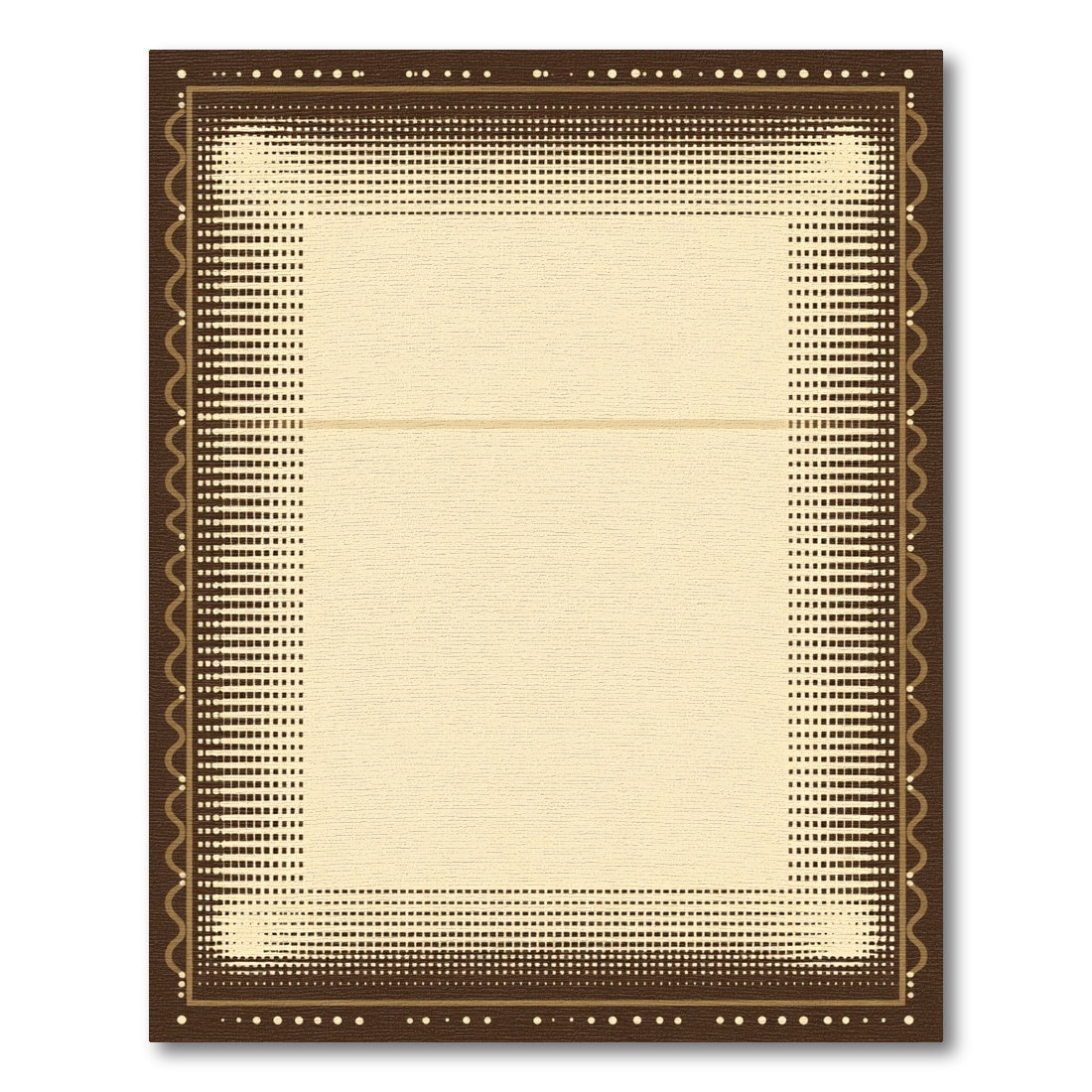 Brown Cream Halftone Dot Border Rug