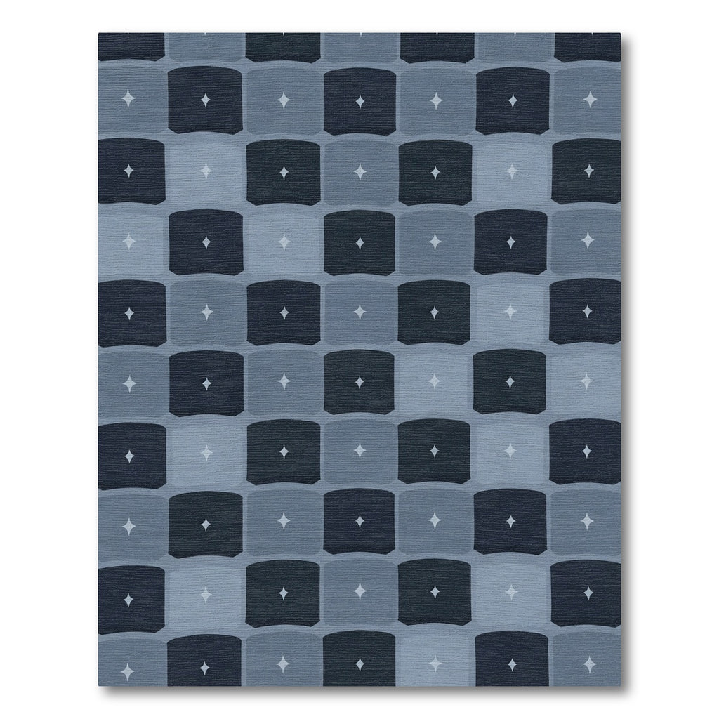 Modern Navy Star Block Rug