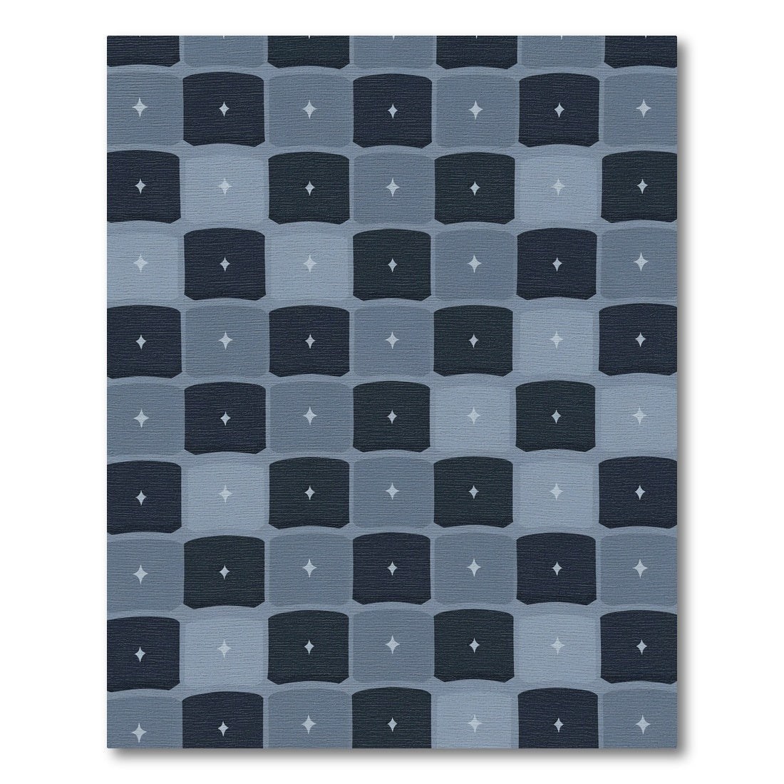 Modern Navy Star Block Rug