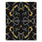 Dark Gray And Gold Abstract Splatter Rug