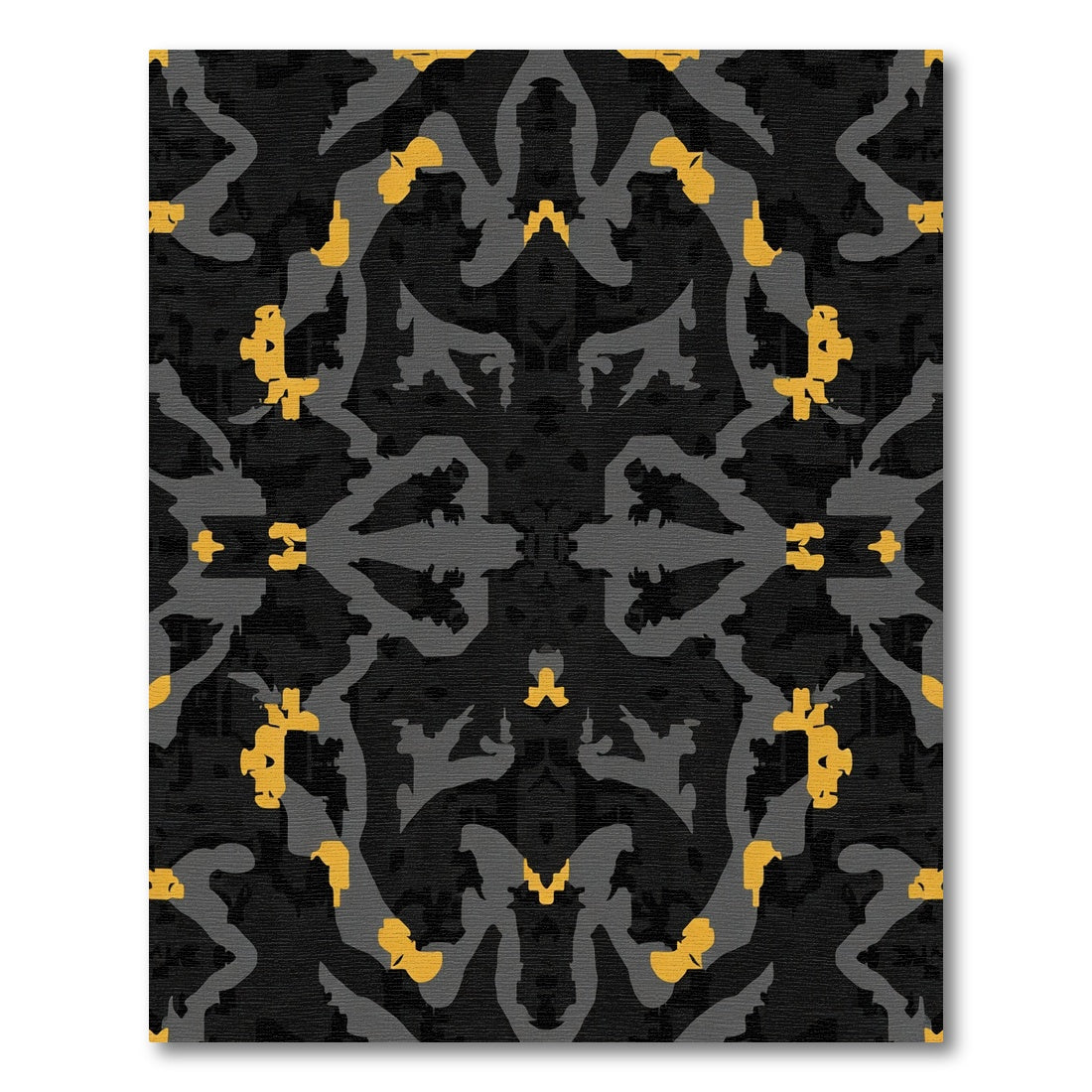 Dark Gray And Gold Abstract Splatter Rug