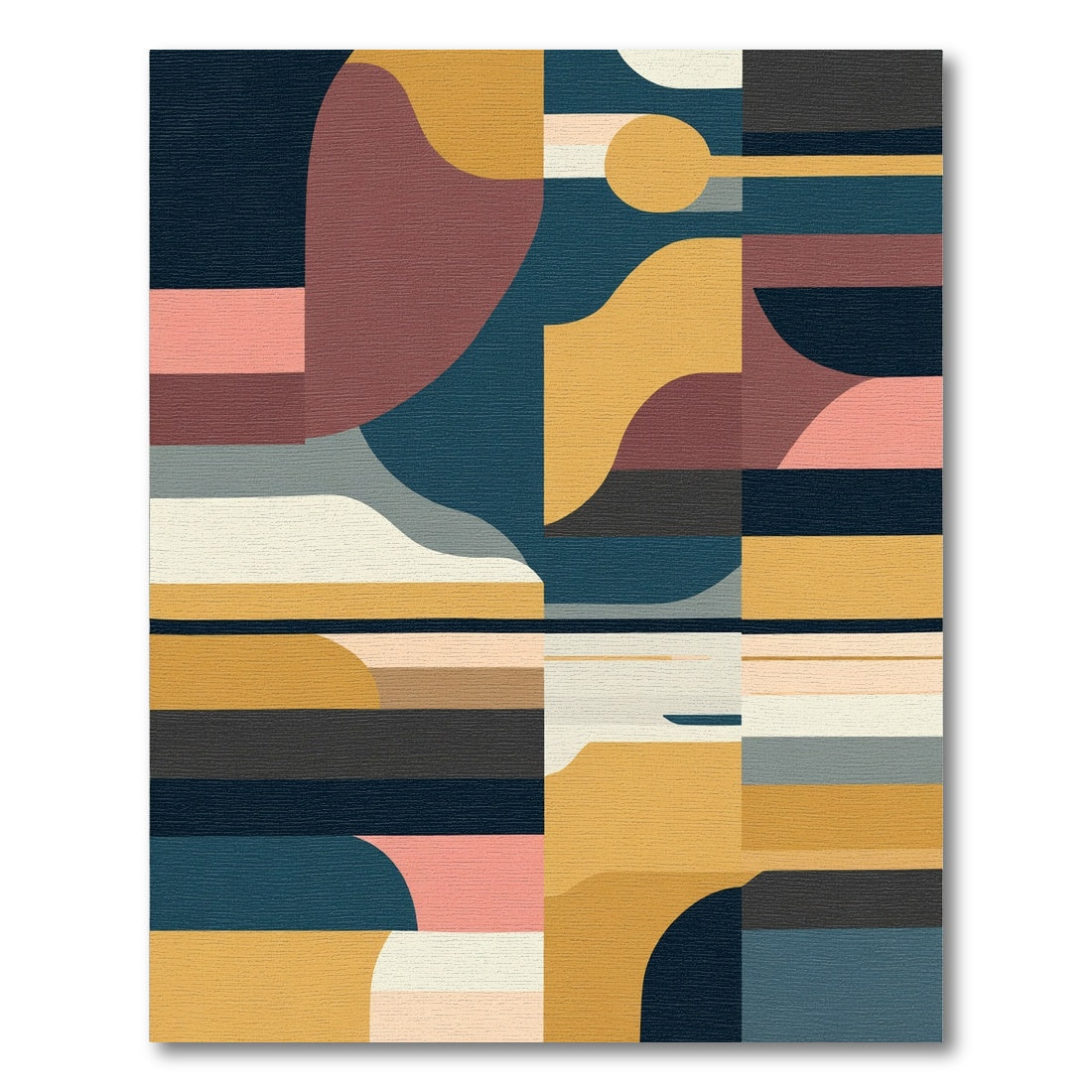 Mid Century Modern Geometric Color Block Rug