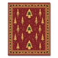 Festive Red Pine Forest Border Rug