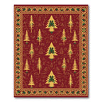 Festive Red Pine Forest Border Rug