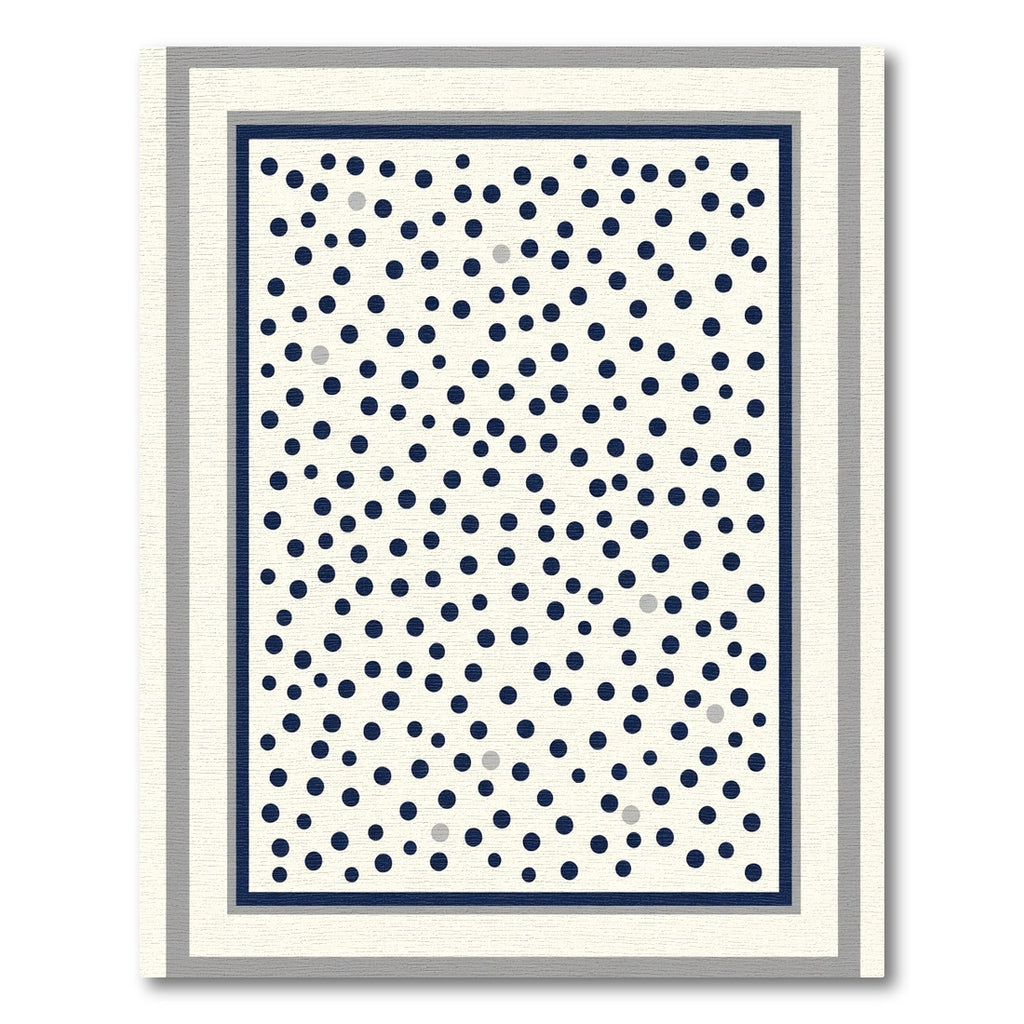 Navy Blue Scattered Dots Bordered Rug