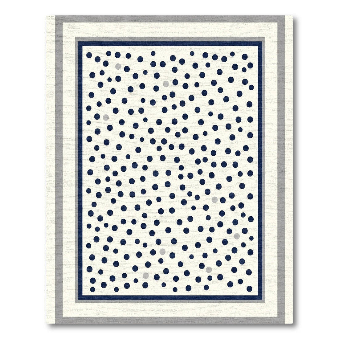 Navy Blue Scattered Dots Bordered Rug
