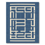Dark Blue Cream Geometric Labyrinth Rectangles Rug