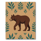 Brown Bear With Teal Foliage Rug