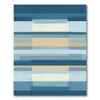 Marine Blue Beige Geometric Abstract Rug