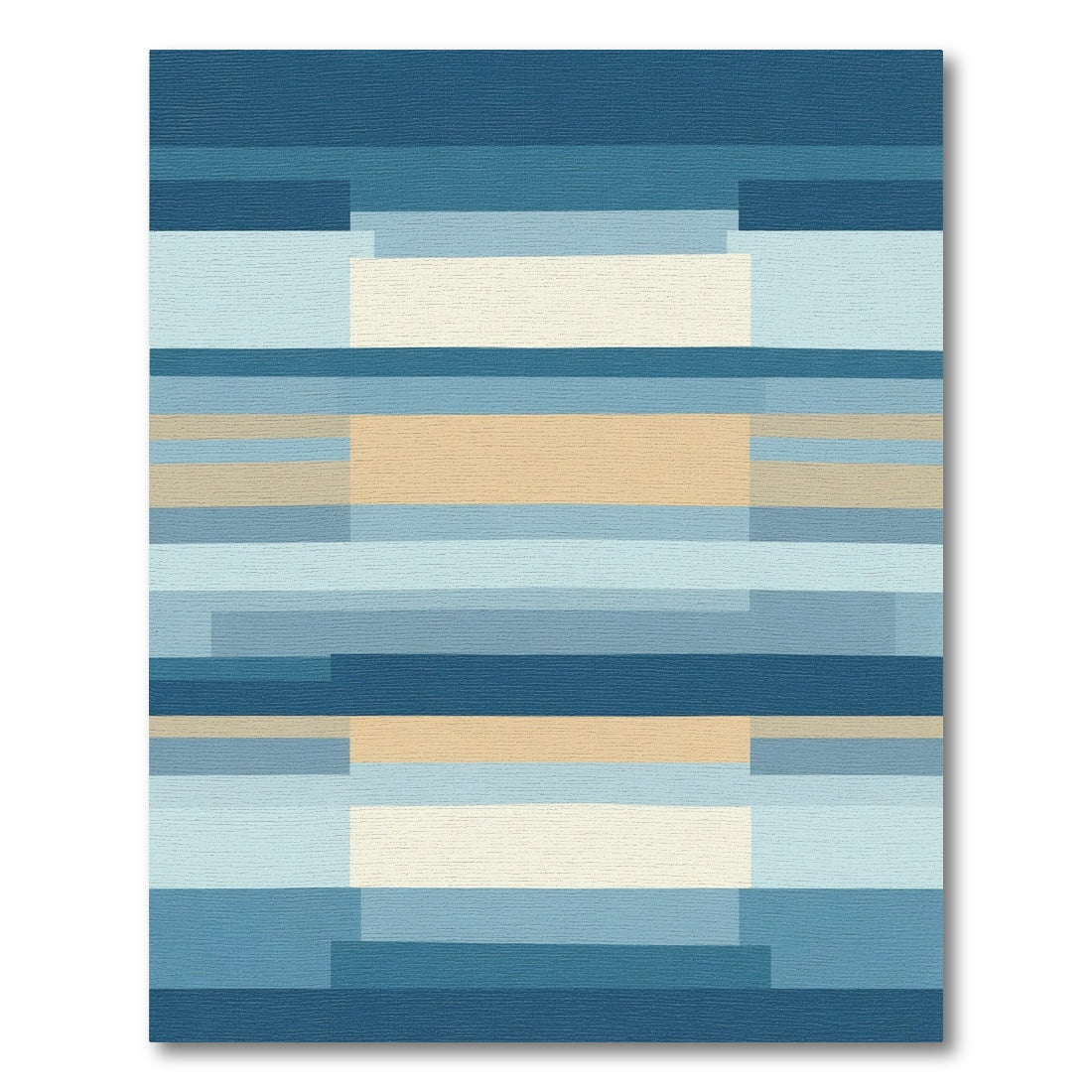 Marine Blue Beige Geometric Abstract Rug