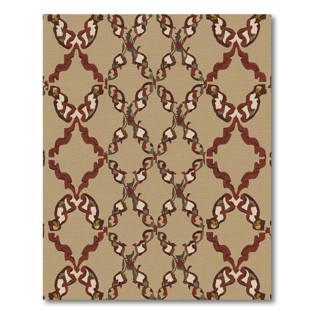 Terra Cotta Geometric Baroque Overlay Rug