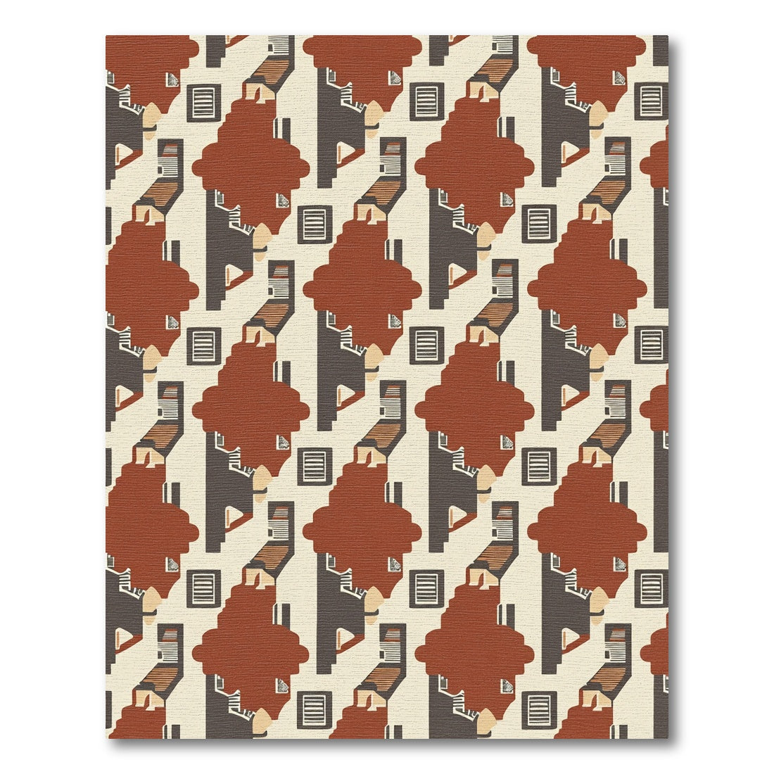 Retro Brown Staircase Abstract Layout Rug