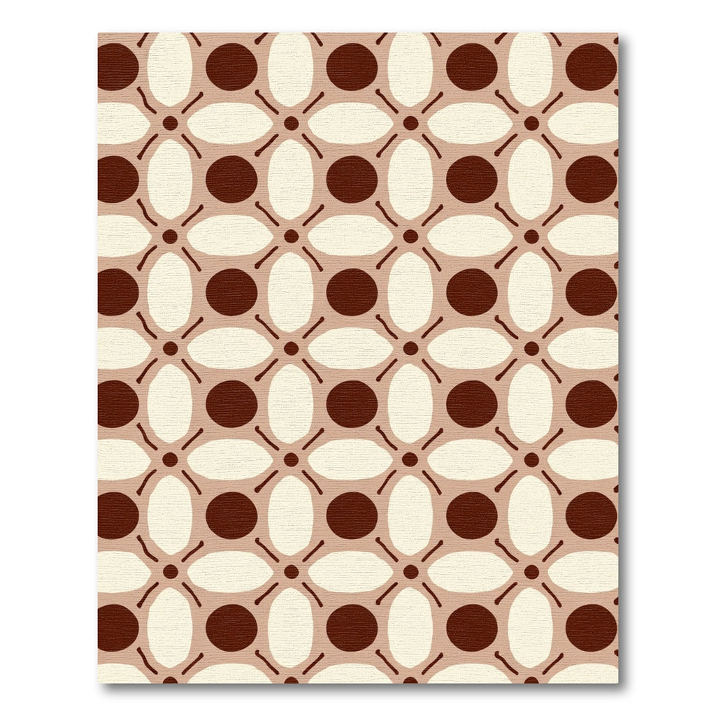 Geometric Cream Brown Circle Oval Rug