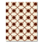 Geometric Cream Brown Circle Oval Rug