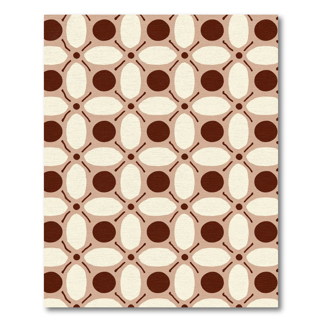 Geometric Cream Brown Circle Oval Rug