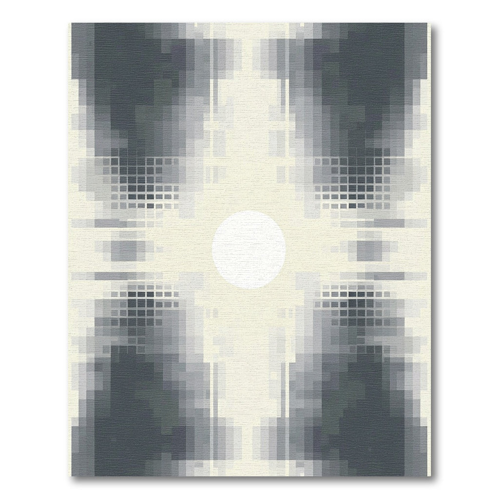 Abstract Pixelated Gray Circle Rug