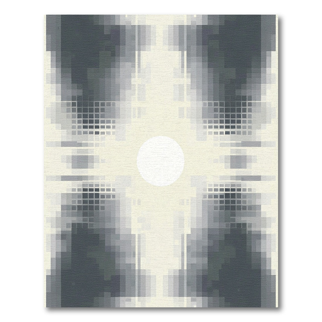 Abstract Pixelated Gray Circle Rug