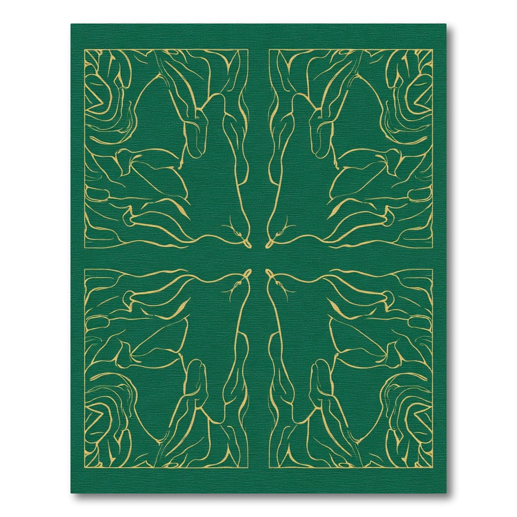 Emerald Gold Abstract Swirl Composition Rug