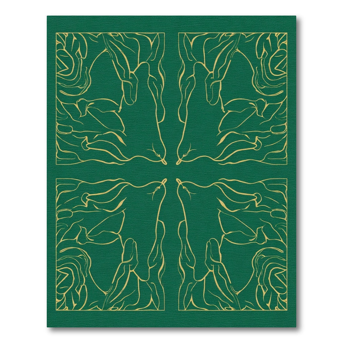 Emerald Gold Abstract Swirl Composition Rug