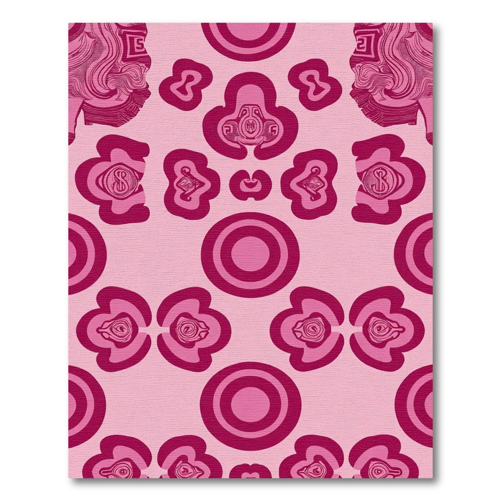 Fuchsia Abstract Flower Concentric Circle Rug