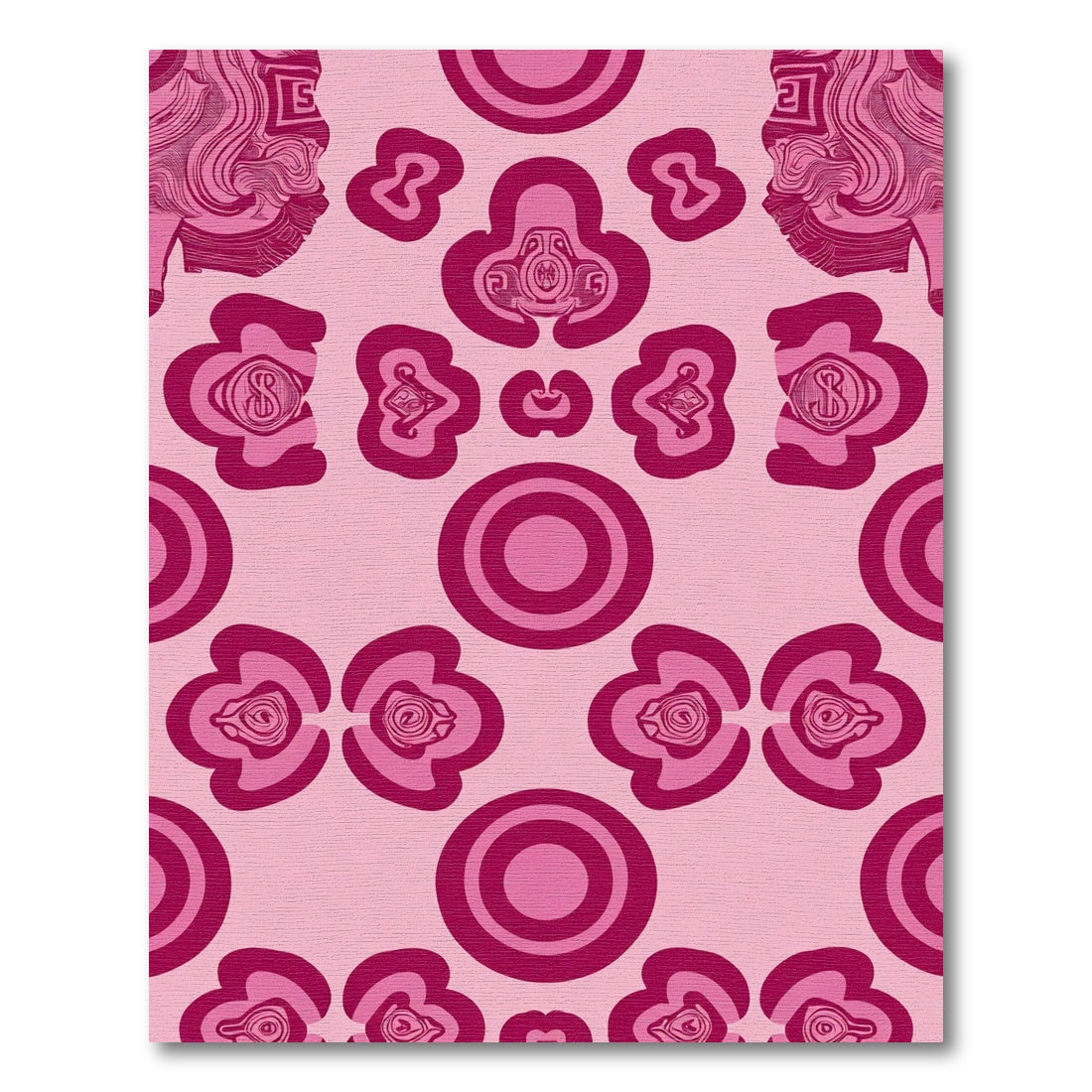Fuchsia Abstract Flower Concentric Circle Rug