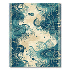 Deep Teal Abstract Organic Swirls Rug