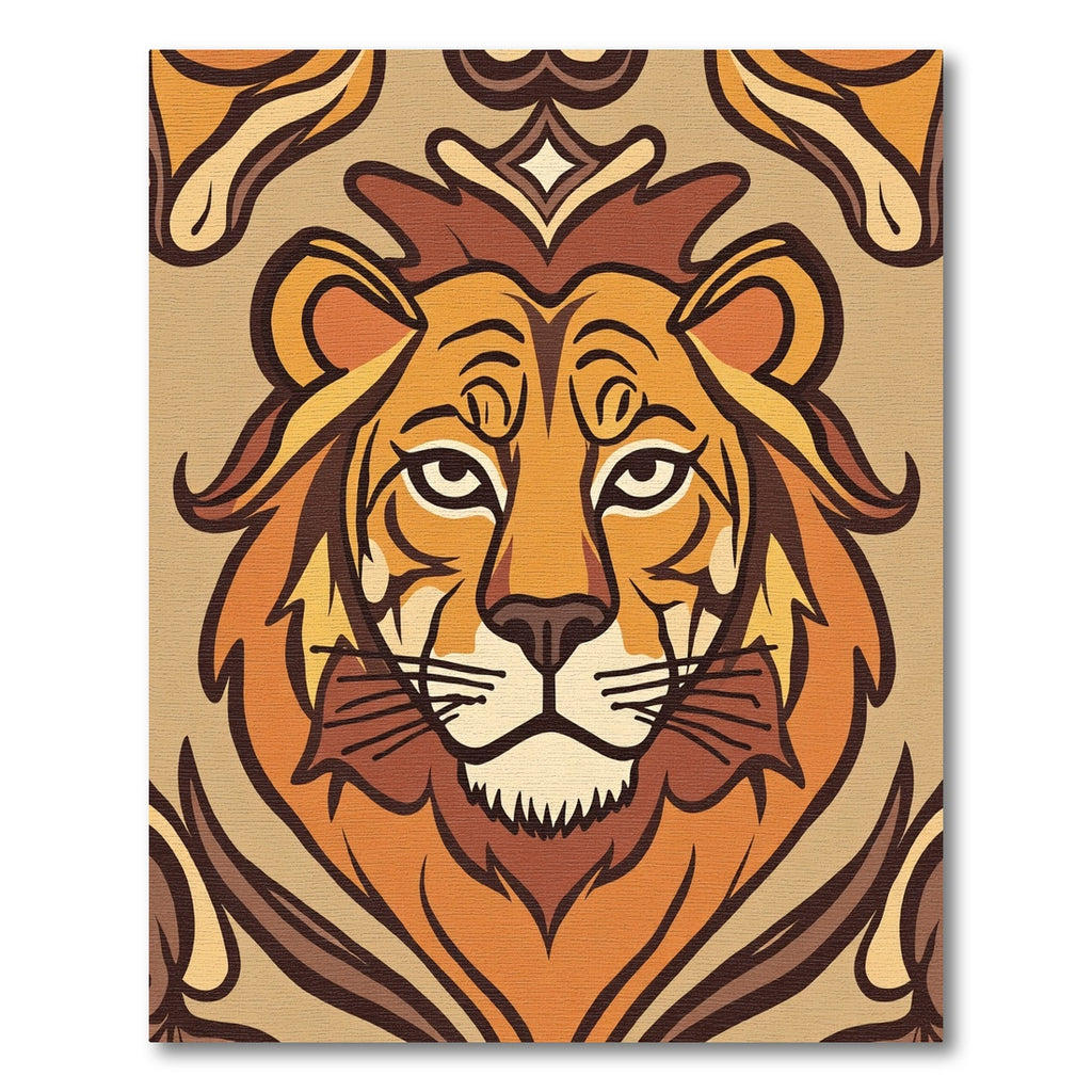 Majestic Lion Head Earth Tones Rug