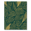 Deep Green Golden Leaf Botanical Rug